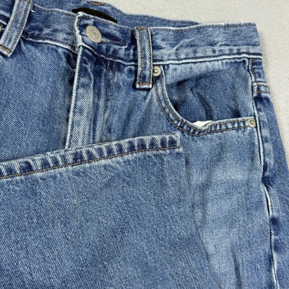 Uniqlo Jeans Baggy Wide Leg Denim Blue High Waist 100% Cotton Womens 24in